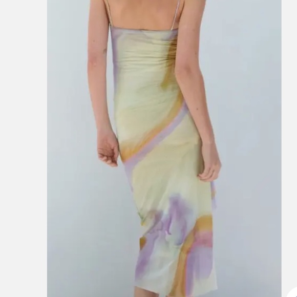 Green purple Tie dye tulle Zara summer dress - Picture 5 of 11